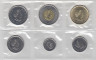 Монета. Канада. Набор 6 штук. 5, 10, 25, 50 центов, 1, 2 доллара 2023 год. Последний годовой выпуск с Елизаветой II. В  конверте. рев.