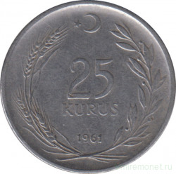 Монета. Турция. 25 курушей 1961 год.