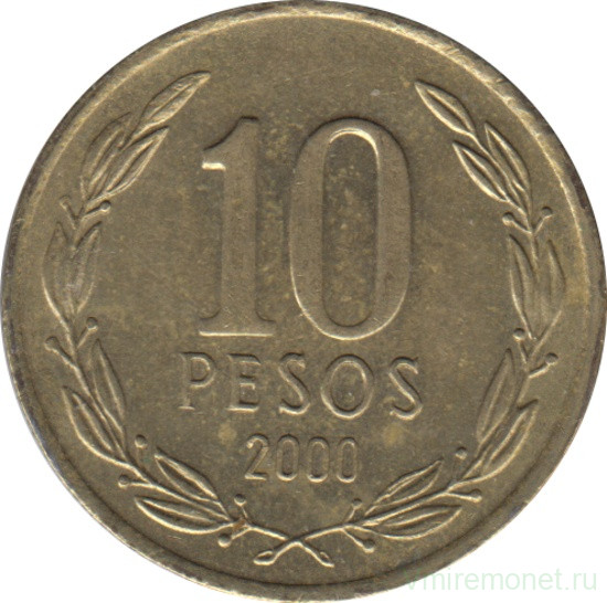 Монета. Чили. 10 песо 2000 год.