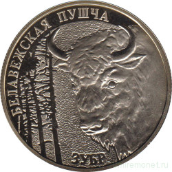 Монета. Беларусь. 1 рубль 2001 год. Беловежская пуща. Зубр.