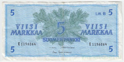 Банкнота. Финляндия. 5 марок 1963 год. Лит B. Тип 106Aa(34).