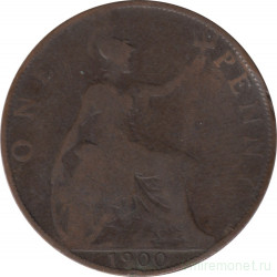 Монета. Великобритания. 1 пенни 1900 год.