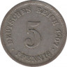 Монета. Германия (Германская империя 1871-1922). 5 пфеннигов 1907 год. (E). ав.