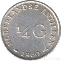 Монета. Нидерландские Антильские острова. 1/4 гульдена 1960 год.