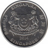 Монета. Сингапур. 20 центов 2014 год. ав.