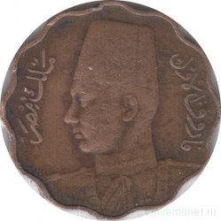 Монета. Египет. 5 миллимов 1938 год. Бронза.