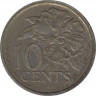 Монета. Тринидад и Тобаго. 10 центов 1977 год. рев.