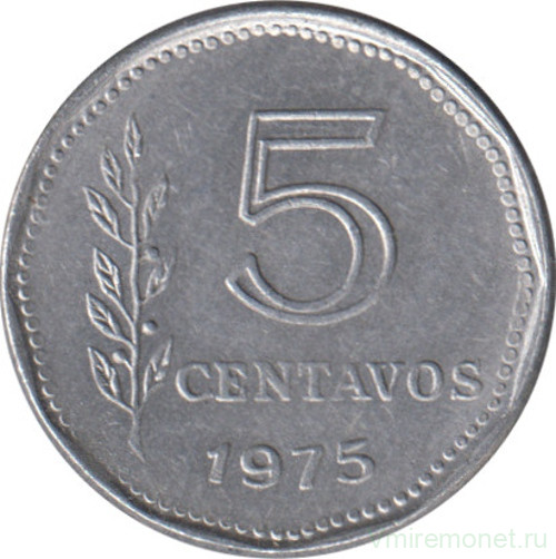 Монета. Аргентина. 5 сентаво 1975 год.