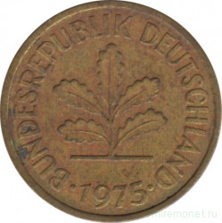 Монета. ФРГ. 5 пфеннигов 1975 год. Монетный двор - Штутгарт (F).