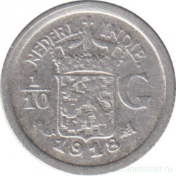 Монета. Нидерландская Ост-Индия. 1/10 гульдена 1918 год.