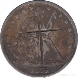 Монета. США. 50 центов 1875 год. Без отметки монетного двора.