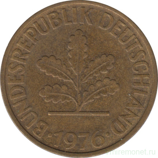 Монета. ФРГ. 10 пфеннигов 1976 год. Монетный двор - Гамбург (J).