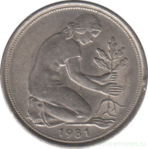 Монета. ФРГ. 50 пфеннигов 1981 год. Монетный двор - Мюнхен (D).