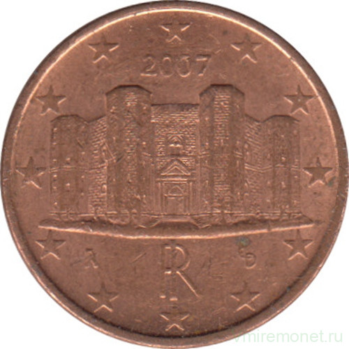 Монета. Италия. 1 цент 2007 год.