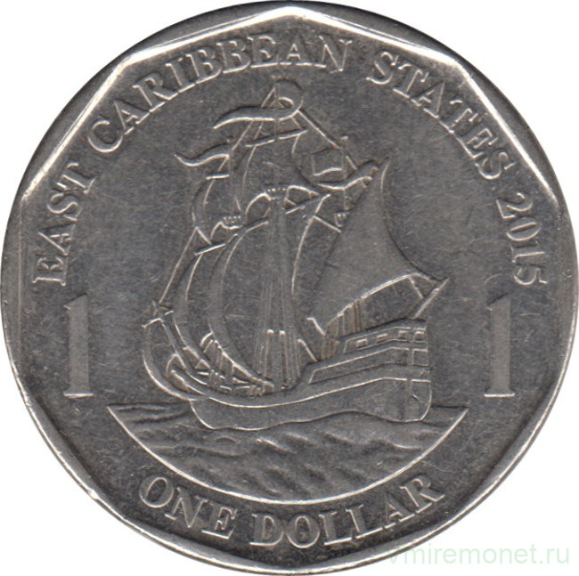 Монета. Восточные Карибские государства. 1 доллар 2015 год.