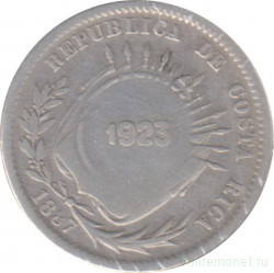 Монета. Коста-Рика. 50 сентимо 1887 год. GW9. Перечекан 1923 год.