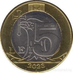 Монета. Молдова. 5 леев 2023 год.