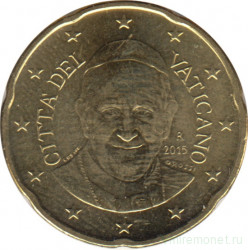 Монета. Ватикан. 20 центов 2015 год.