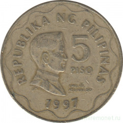 Монета. Филиппины. 5 песо 1997 год. Без отметки монетного двора.