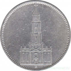 Монета. Германия. Третий Рейх. 5 рейхсмарок 1935 год. Монетный двор - Мюнхен (D). 1 год нацистскому режиму.