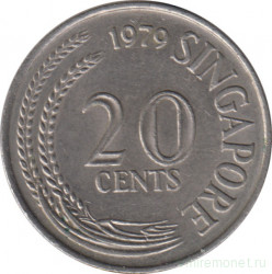 Монета. Сингапур. 20 центов 1979 год.