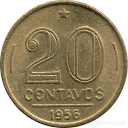 Монета. Бразилия. 20 сентаво 1956 год. Алюминиевая бронза.