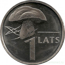 Монета. Латвия. 1 лат 2004 год. Гриб.
