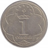 Монета. Таджикистан. 1 сомони 2001 год. Исмаил Самани.