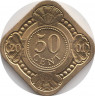 Монета. Нидерландские Антильские острова. 50 центов 2001 год. ав.