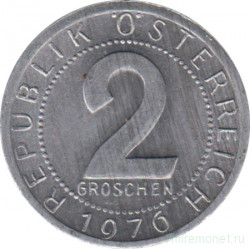 Монета. Австрия. 2 гроша 1976 год.