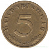 Монета. Германия. Третий Рейх. 5 рейхспфеннигов 1938 год. Монетный двор - Гамбург (J).