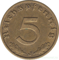 Монета. Германия. Третий Рейх. 5 рейхспфеннигов 1938 год. Монетный двор - Гамбург (J).