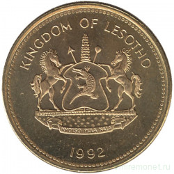 Монета. Лесото (анклав в ЮАР). 2 лисенте 1992 год.