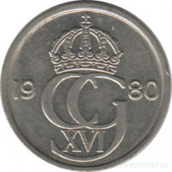 Монета. Швеция. 25 эре 1980 год.