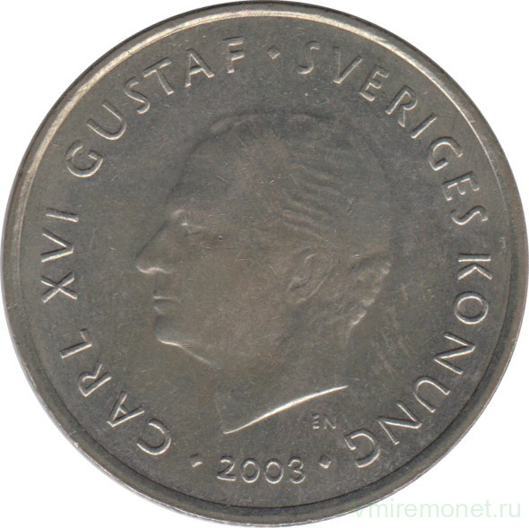 Монета. Швеция. 1 крона 2003 год.