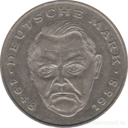 Монета. ФРГ. 2 марки 1988 год. Людвиг Эрхард. Монетный двор - Карлсруэ (G).