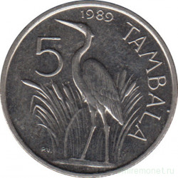 Монета. Малави. 5 тамбал 1989 год.