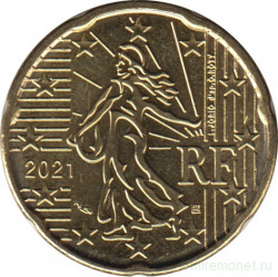 Монета. Франция. 20 центов 2021 год.
