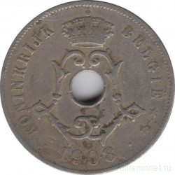 Монета. Бельгия. 25 сантимов 1908 год. BELGIE.