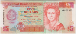 Банкнота. Белиз. 5 долларов 1990 год. Тип 53а.