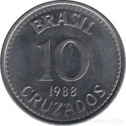 Монета. Бразилия. 10 крузадо 1988 год. 