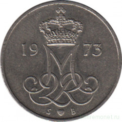 Монета. Дания. 10 эре 1973 год.