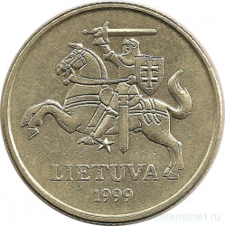 Монета. Литва. 20 центов 1999 год.