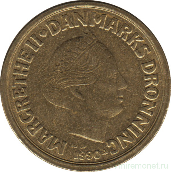 Монета. Дания. 10 крон 1990 год.