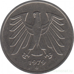 Монета. ФРГ. 5 марок 1979 год. Монетный двор - Карлсруэ (G).