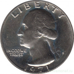 Монета. США. 25 центов 1971 год. Монетный двор S.