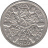 Монета. Великобритания. 6 пенсов 1935 год. ав.