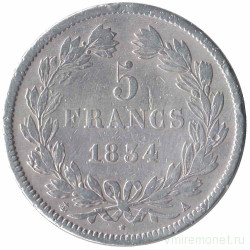 Монета. Франция. 5 франков 1834 год. А.
