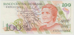 Банкнота. Бразилия. 100 крузейро 1990 год.