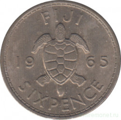 Монета. Фиджи. 6 пенсов 1965 год.